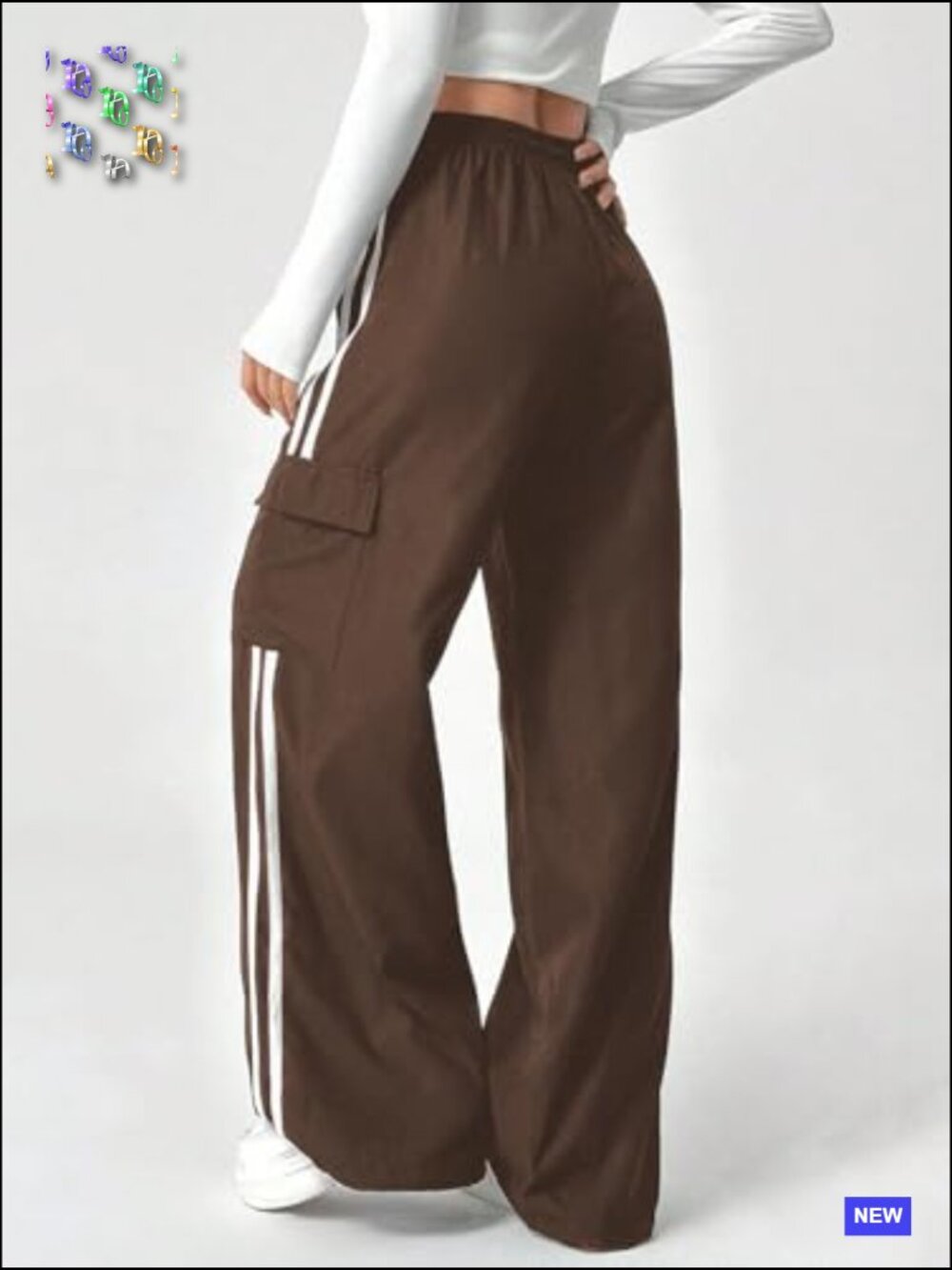 Y2K Parachute Pants Wide Leg Cargo Sweatpants Drawstring Waist Joggers Pockets - Picture 2 of 6